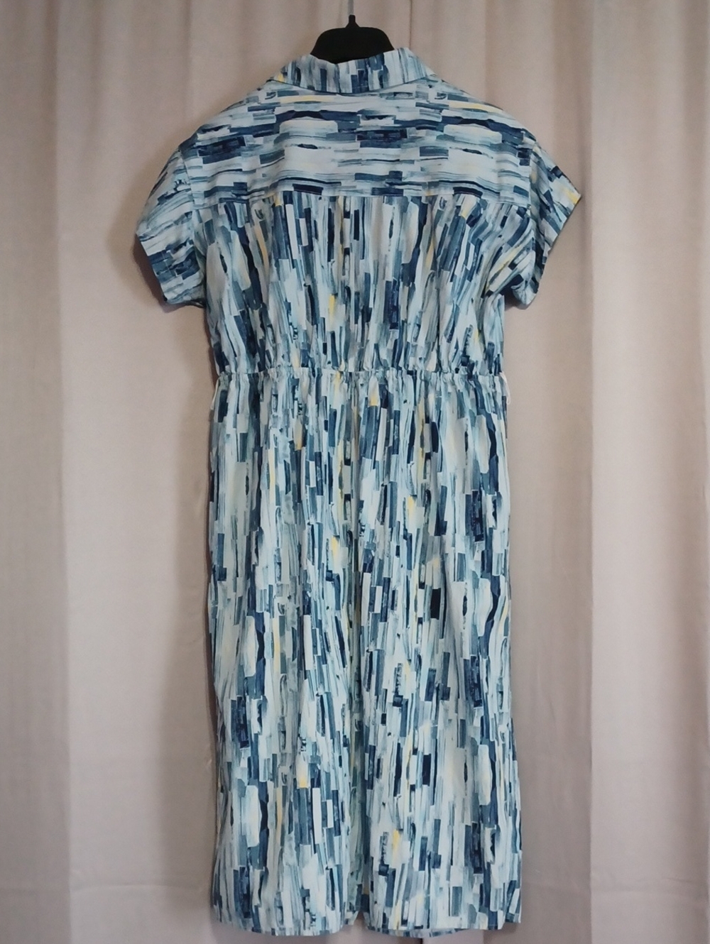 89th&Madison Short Sleeve Faux Wrap Midi Dress Pockets Sz M Elastic Waist Blue - Picture 11 of 15